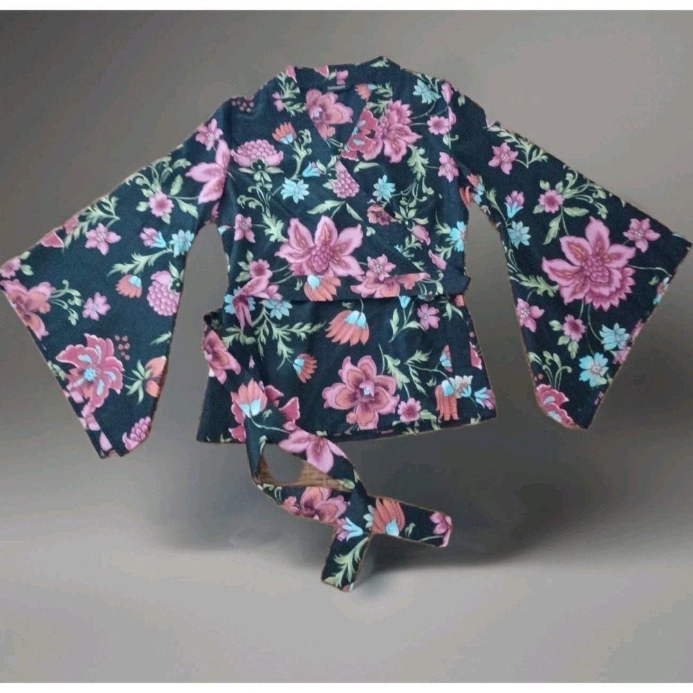 Sinequanone Floral Wrap Top Black Pink Wide‎ Bell Sleeve Made in France T40 M
